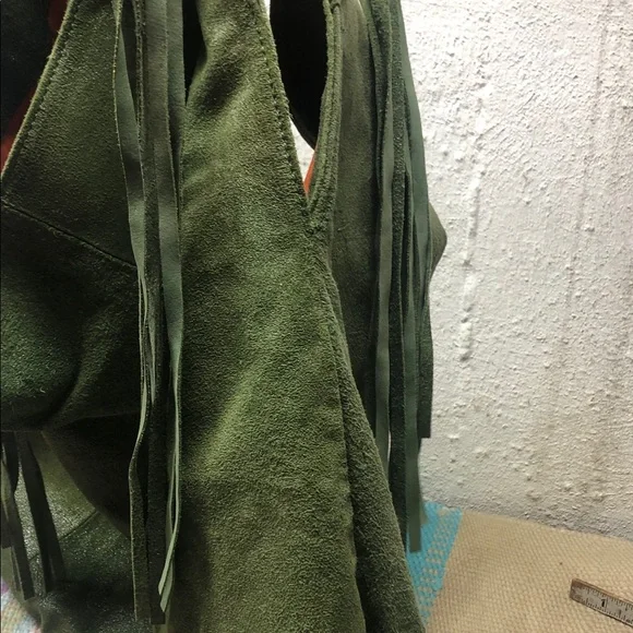 Tano Olive Green Suede Fringe Hobo Bag with Leather Handles 💚🧡 - Picture 4 of 12